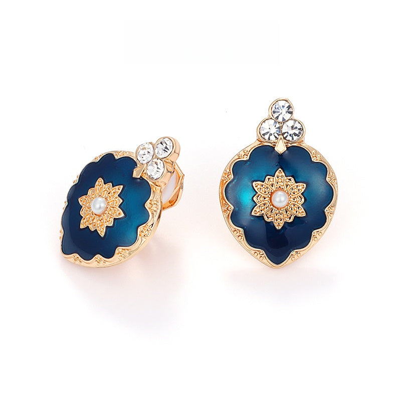 彩釉花クリスタルピアス