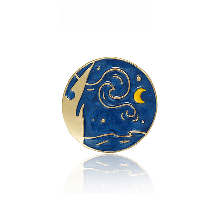 星月夜琺瑯ブローチ